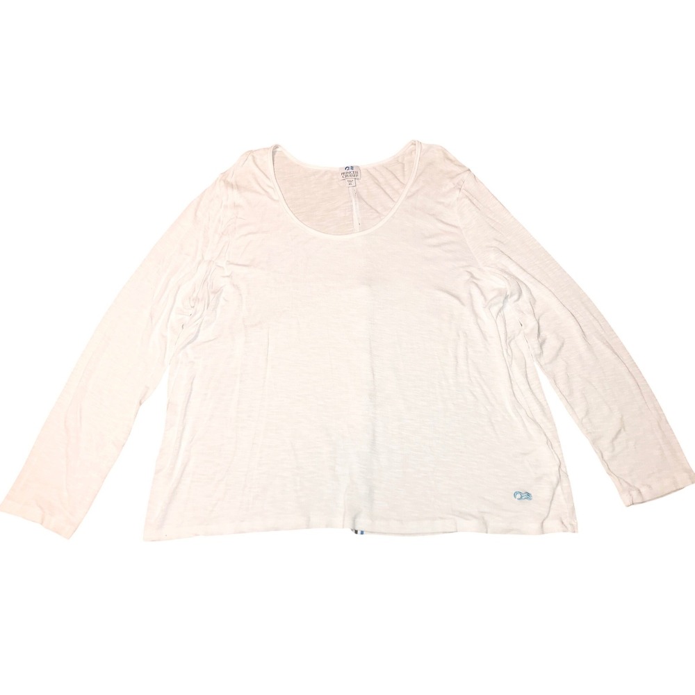 Princess Cruises Womens XL White Slub Knit Long Sleeve Thin Layer Vacation